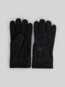 4F Rękawiczki polarowe Touch Screen uniseks - czarne L. Czarne rękawiczki 4f, bez wzorów, z materiału. Za 69,99 zł.