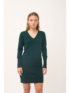 Just Cashmere Kaszmirowa sukienka "Tracy" w kolorze ciemnozielonym rozmiar: XL. Zielone sukienki Just Cashmere, xl, bez wzorów, z kaszmiru, bez kołnierzyka, bez ramiączek, mini. Za 413,99 zł.
