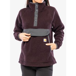 Polar damski Carhartt Relaxed Fit Fleece Pullover. Brązowe swetry klasyczne CARHARTT, l, z polaru, bez kołnierzyka. Za 429,99 zł.