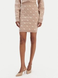 Guess Spódnica ołówkowa W4BD0S Z3JD2 Beżowy Regular Fit. Brązowe spódnice Guess, s, z aplikacjami, z syntetyku. Za 349,99 zł.