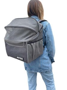 Kosz rowerowy i plecak dla psa, kota PETRIVE BikeOn grey do 7 kg. Szare plecaki PETRIVE. Za 249,00 zł.