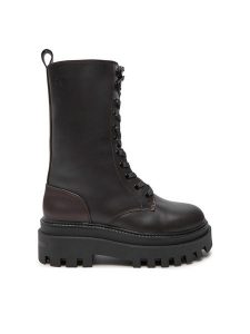 Calvin Klein Jeans Sztyblety Flatform Lace Up Boot Mg Lth YW0YW01544 Brązowy. Brązowe botki Calvin Klein Jeans, bez wzorów, z jeansu, bez obcasa, na płaskiej podeszwie, bez zapięcia. Za 579,99 zł.