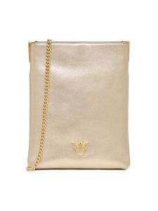 PINKO Torebka Flat Satchel AI 25-26 PCPL 105352 A2O9 Złoty. Żółte torebki wieczorowe Pinko, bez wzorów, ze skóry, bez dodatków. Za 629,99 zł.