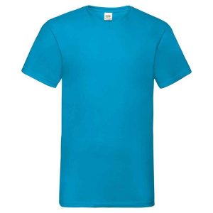 Koszulka Unisex Dla Dorosłych Z Dekoltem W Szpic. Niebieskie bluzki FRUIT OF THE LOOM, xl, bez wzorów, sportowe, bez kołnierzyka, bez ramiączek. Za 39,99 zł.