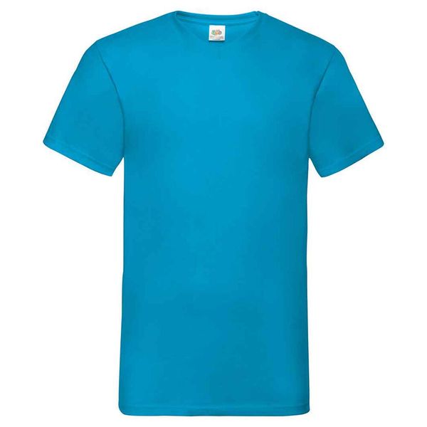 Koszulka Unisex Dla Dorosłych Z Dekoltem W Szpic. Niebieskie bluzki FRUIT OF THE LOOM, s, bez wzorów, sportowe, bez kołnierzyka, bez ramiączek. Za 39,99 zł.