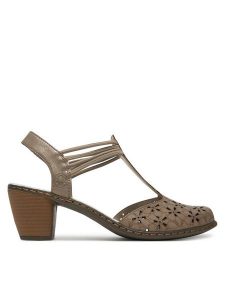 Rieker Sandały 40966-64 Szary. Szare sandały Rieker, bez wzorów, bez obcasa, na słupku, bez zapięcia. Za 289,99 zł.
