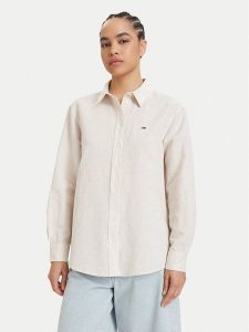 Tommy Jeans Koszula DW0DW22209 Beżowy jasny Relaxed Fit. Brązowe koszule Tommy Jeans, xl, bez wzorów, z jeansu, bez kołnierzyka, bez ramiączek. Za 409,99 zł.