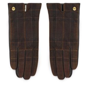 Rękawiczki Barbour. Brązowe rękawiczki Barbour, bez wzorów, z dzianiny. Za 309,99 zł.