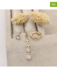 Nakkash 3-częściowy zestaw pozłacanych kolczyków z cyrkoniami rozmiar: onesize. Żółte kolczyki Nakkash, z cyrkonią, pozłacane. Za 100,28 zł.