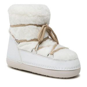 Śniegowce DeeZee. Białe buty zimowe DeeZee, bez obcasa, bez zapięcia. Za 219,99 zł.