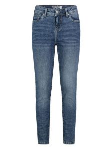 Sublevel Dżinsy - Skinny fit - w kolorze niebieskim rozmiar: XL. Niebieskie jeansy Sublevel, z aplikacjami, ze skóry, z podwyższonym stanem. Za 92,21 zł.