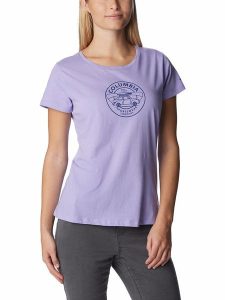 Columbia Koszulka "Daisy Days™" w kolorze fioletowym rozmiar: XS. Różowe bluzki Columbia, xs, bez wzorów, z bawełny, bez kołnierzyka, bez ramiączek. Za 32,90 zł.