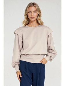 Nife Bluza w kolorze beżowym rozmiar: 42. Brązowe bluzy Nife, bez wzorów, bez kaptura. Za 178,79 zł.