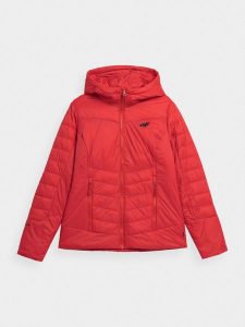 4F Kurtka puchowa Primaloft Black Eco damska - czerwona S. Czerwone kurtki 4f, na zimę, s, bez wzorów, z puchu, z kapturem. Za 499,99 zł.