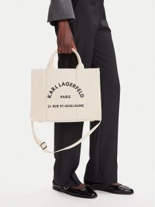 KARL LAGERFELD Torebka A1W50010 Kremowy. Białe torebki klasyczne KARL LAGERFELD, bez wzorów, z materiału, bez dodatków. Za 450,99 zł.