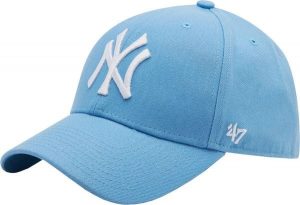 Czapka z daszkiem - New York Yankees Czapka regulowana. Niebieskie czapki 47 Brand, bez wzorów, z materiału. Za 109,99 zł.