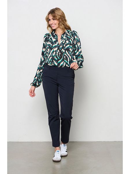 &Co Woman Bluzka w kolorze czarno-kremowo-turkusowym rozmiar: L. Czarne bluzki &Co Woman, l, bez wzorów, z wiskozy, bez kołnierzyka, bez ramiączek. Za 170,95 zł.