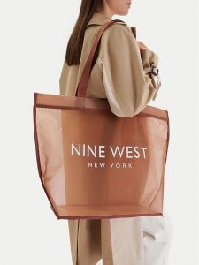 Nine West Torebka CEO-Eloura-LA374-4074 Brązowy. Brązowe shopper bag Nine West, bez wzorów, z materiału, bez dodatków. Za 79,99 zł.