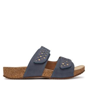 Klapki Josef Seibel. Niebieskie klapki Josef Seibel, bez wzorów, bez obcasa. Za 389,99 zł.