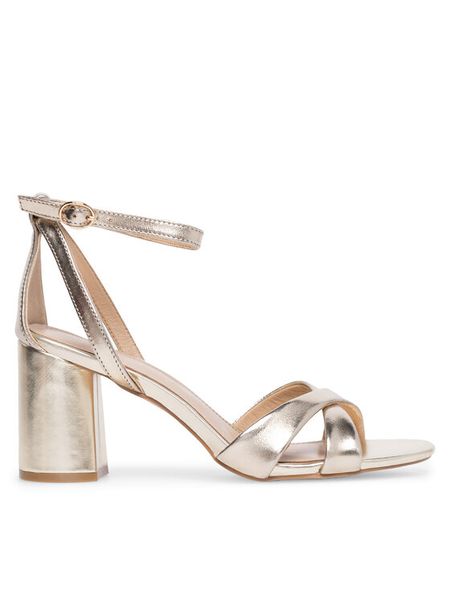 Sergio Bardi Sandały WYL3402-8Z-SB Złoty. Żółte sandały Sergio Bardi, bez wzorów, ze skóry, bez obcasa, na słupku, bez zapięcia. Za 299,99 zł.