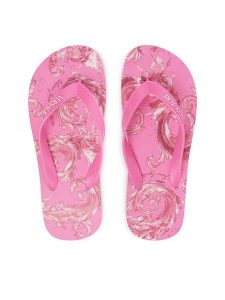 Versace Jeans Couture Japonki 80VA3SQ7 ZSS80 Różowy. Czerwone klapki Versace Jeans Couture, bez wzorów, z jeansu, bez obcasa. Za 269,99 zł.