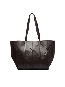 Calvin Klein Torebka Woven Medium Carryall LV04F3548G Brązowy. Brązowe shopper bag Calvin Klein, bez wzorów, ze skóry, bez dodatków. Za 699,99 zł.