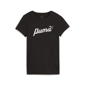 Damska koszulka ESS+ Script PUMA Black. Czarne bluzki Puma, xs, bez wzorów, sportowe, bez kołnierzyka, bez ramiączek. Za 90,00 zł.