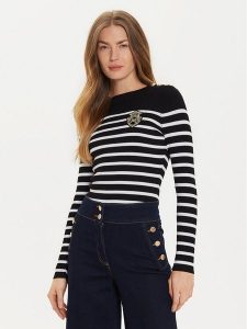 Morgan Sweter 242-MRAY Czarny Slim Fit. Czarne swetry klasyczne Morgan, l, z syntetyku, bez kołnierzyka. Za 159,99 zł.