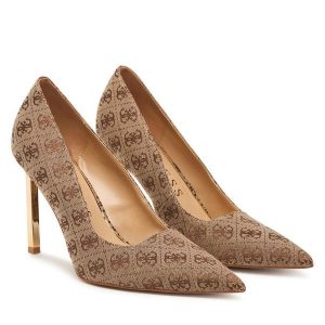 Szpilki Guess. Brązowe szpilki Guess, z aplikacjami, bez obcasa. Za 634,99 zł.