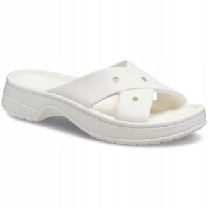 Klapki Dla Dorosłych Crocs Classic Cross Strap. Brązowe klapki Crocs, bez wzorów, z materiału, bez obcasa. Za 159,99 zł.