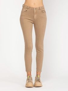 Tantra Dżinsy - Skinny fit - w kolorze beżowym rozmiar: L. Brązowe jeansy Tantra, z aplikacjami, ze skóry. Za 104,89 zł.