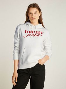 TOMMY JEANS Bluza w kolorze białym rozmiar: XS. Białe bluzy Tommy Jeans, xs, bez wzorów, z bawełny, z kapturem. Za 219,08 zł.