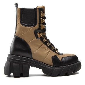 Botki Rage Age. Brązowe botki Rage Age, bez wzorów, bez obcasa, na słupku, bez zapięcia. Za 509,99 zł.