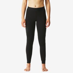 Legginsy trekkingowe damskie Forclaz MT500 merino. Czarne legginsy FORCLAZ, bez wzorów, z dzianiny. Za 179,99 zł.