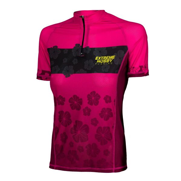 Koszulka biegowa damska z zamkiem i krótkim rękawem EXTREME HOBBY FLOWERS. Czerwone bluzki EXTREME HOBBY, xs, bez wzorów, z elastanu, sportowe, bez kołnierzyka, bez ramiączek. Za 169,00 zł.