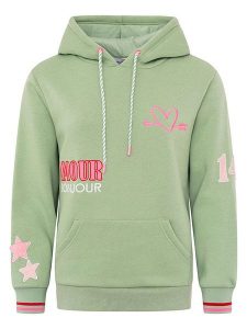 Zwillingsherz Bluza "Bonjour ZH" w kolorze zielonym rozmiar: L/XL. Zielone bluzy Zwillingsherz, l, bez wzorów, z kapturem. Za 152,48 zł.