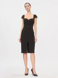 Rinascimento Sukienka koktajlowa CFC0116209003 Czarny Slim Fit. Czarne kombinezony Rinascimento, l, bez wzorów, z syntetyku, wizytowe, bez kołnierzyka, bez ramiączek. Za 259,99 zł.