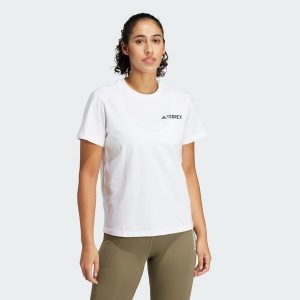 Koszulka Terrex Graphic. Białe bluzki ADIDAS, xs, bez wzorów, z bawełny, sportowe, bez kołnierzyka, bez ramiączek. W wyprzedaży za 89,40 zł.
