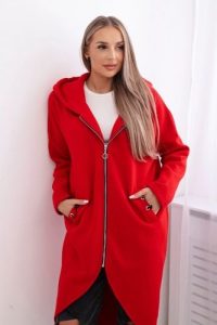 Bluza ocieplana długa czerwona. Czerwone bluzy KESI, l, bez wzorów, z bawełny, bez kaptura. Za 355,46 zł.
