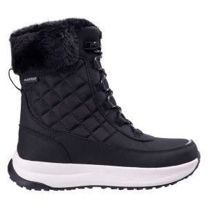 Śniegowce Iguana Ivory czarne. Czarne buty zimowe z futra, bez obcasa, bez zapięcia. Za 367,54 zł.