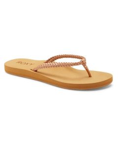 Klapki plażowe dla Kobiety COSTAS. Czerwone klapki Roxy, bez wzorów, z gumy, bez obcasa. Za 89,99 zł.
