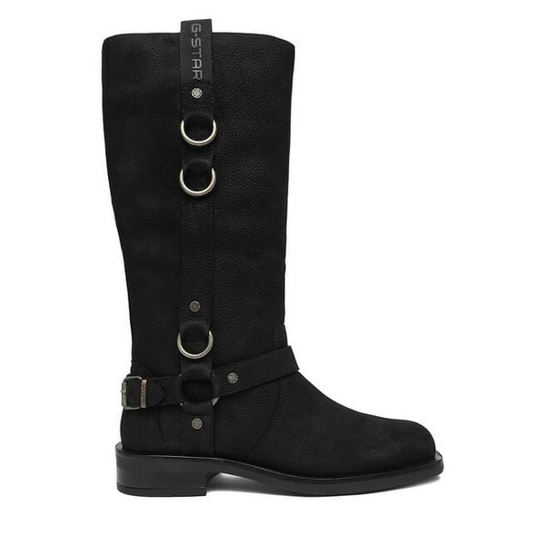 Kozaki G-Star Raw. Czarne kozaki G-Star Raw, bez wzorów, bez obcasa, na płaskiej podeszwie, bez zapięcia. Za 599,99 zł.