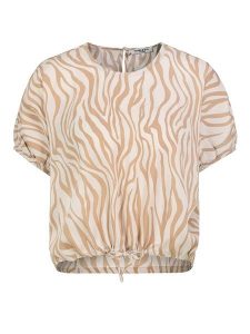 Sublevel Bluzka w kolorze jasnobrązowo-białym rozmiar: L. Białe bluzki Sublevel, l, bez wzorów, z wiskozy, klasyczne, bez kołnierzyka, bez ramiączek. Za 43,57 zł.