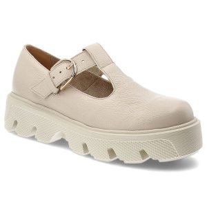 Beżowe Półbuty Armodo Stylowe Obuwie Damskie. Brązowe półbuty Armodo, bez wzorów, z jeansu, bez obcasa, bez zapięcia. Za 369,00 zł.