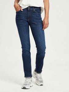 Cross Jeans Dżinsy - Slim fit - w kolorze granatowym rozmiar: W28/L34. Niebieskie jeansy Cross Jeans, z aplikacjami, z jeansu, z podwyższonym stanem. Za 109,78 zł.