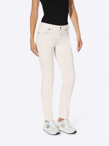 Heine Dżinsy - Slim fit - w kolorze kremowym rozmiar: W19. Brązowe jeansy Heine, bez wzorów. Za 122,96 zł.