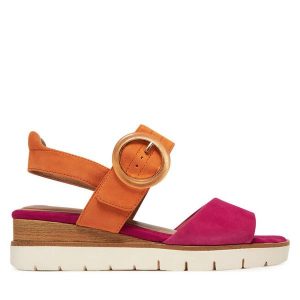 Sandały Tamaris. Czerwone sandały Tamaris, bez wzorów, bez obcasa, na koturnie, bez zapięcia. Za 309,99 zł.