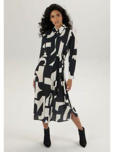 Aniston Sukienka w kolorze czarno-białym rozmiar: 42. Białe sukienki Aniston, bez wzorów, bez kołnierzyka, bez ramiączek, maxi. Za 104,99 zł.