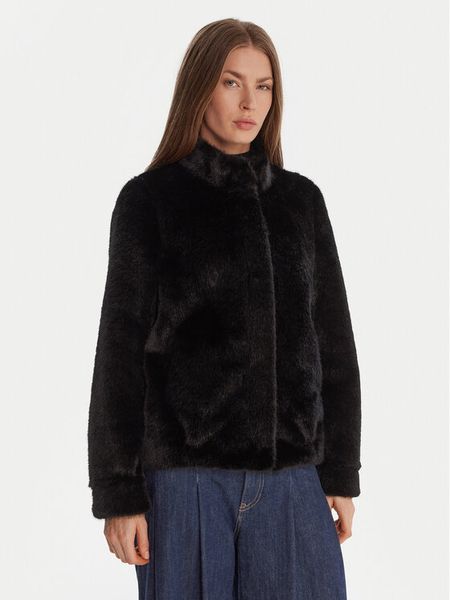 Guess Futro W5BL64 W3920 Czarny Regular Fit. Czarne płaszcze Guess, xs, z aplikacjami, z futra, bez kaptura. Za 959,99 zł.
