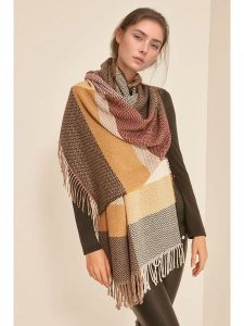 Lucky Bees Szal w kolorze beżowo-jasnobrązowym - 180 x 50 cm rozmiar: onesize. Brązowe szaliki Lucky Bees, bez wzorów, z materiału. Za 109,00 zł.